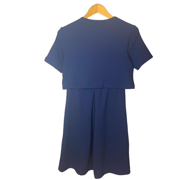 ASOS Maternity Nursing Textured Skater Dress with Double layer. Navy. Size 4 - Picture 4 of 7